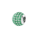 Phiiish Charm Bracelet in Premium 18K Gold Plated Stainless Steel with 8mm Emerald Colour Crystal Charm in Sterling Silver