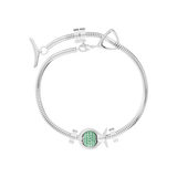 Phiiish Charm Bracelet in Premium 18K Gold Plated Stainless Steel with 8mm Emerald Colour Crystal Charm in Sterling Silver