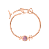 Phiiish Charm Bracelet in Premium 18K Gold Plated Stainless Steel with 8mm Ruby Colour Crystal Charm in Sterling Silver