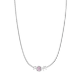 Phiiish 8mm Pink Tourmaline Colour Crystal Charm in Sterling Silver