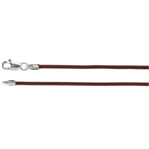 Sterling Silver 1.5mm Brown Leather 7