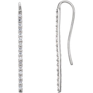 14K White 1/3 CTW Diamond Bar Earrings