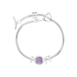 Phiiish Charm Bracelet in Premium 18K Gold Plated Stainless Steel with 8mm Amethyst Colour Crystal Charm in Sterling Silver
