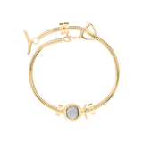 Phiiish Charm Bracelet in Premium 18K Gold Plated Stainless Steel with 8mm Diamond Colour Crystal Charm in Sterling Silver