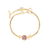Phiiish Charm Bracelet in Premium 18K Gold Plated Stainless Steel with 8mm Ruby Colour Crystal Charm in Sterling Silver