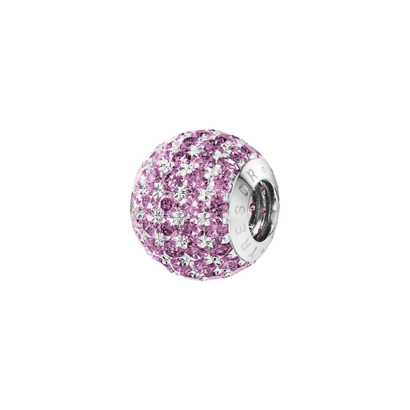 Phiiish 8mm Pink Tourmaline Colour Crystal Charm in Sterling Silver
