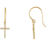14K Yellow 1/6 CTW Diamond Cross Earrings