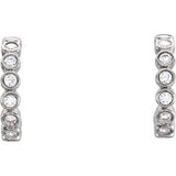 14K White 3/8 CTW Diamond Bezel Set J-Hoop Earrings