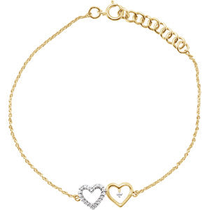 Diamond Double Heart 7" Bracelet