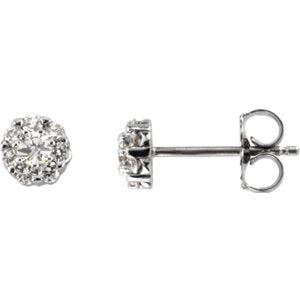 14K White 3/8 CTW Diamond Cluster Earrings