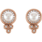 14K Freshwater Pearl & 1/5 CTW Diamond Earrings