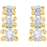 14K Yellow 3/8 CTW Diamond Three-Stone Earrings