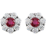 14K White Ruby & 1 1/8 CTW Diamond Cluster Earrings