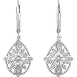 14K White 1/6 CTW Diamond Granulated Filigree Earrings