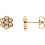 14K Yellow 1/4 CTW Diamond Cluster Earrings