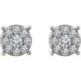 14K White 1/4 CTW Diamond Cluster Stud Earrings