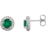 14K White Emerald & 1/3 CTW Diamond Earrings