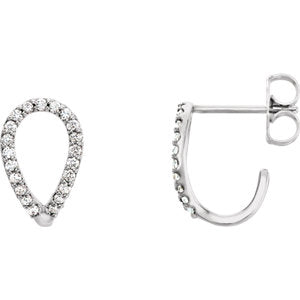 14K White 1/5 CTW Diamond Geometric J-Hoop Earrings