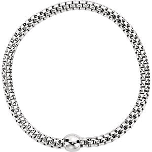 Sterling Silver White Rhodium Plated 4.3mm Woven Stretch Bracelet