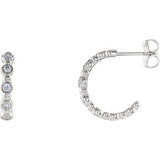 14K White 1/5 CTW Diamond Beaded Hoop Earrings