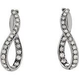 14K White 1 CTW Diamond Wavy Hoop Earrings