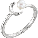 4mm Freshwater Pearl Crescent Ring Size 7