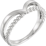 Sterling Silver Negative Space Beaded "V" Ring