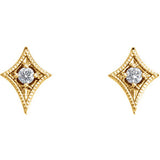 14K Yellow 1/8 CTW Diamond Geometric Earrings