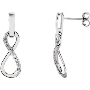 14K White 1/10 CTW Diamond Infinity-Inspired Earrings