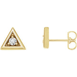 14K Yellow 1/8 CTW Diamond Triangle Earrings