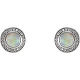 14K White 5mm Opal & 1/5 CTW Diamond Halo-Style Earrings