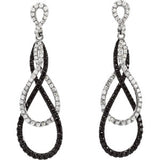 14K White 1 1/2 CTW Black & White Diamond Earrings