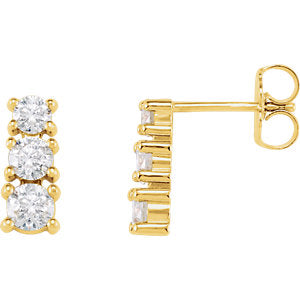 14K Yellow 9/10 CTW Diamond Three-Stone Earrings
