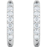 14K White 1 CTW Diamond Inside/Outside Hoop Earrings