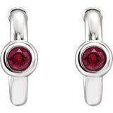 14K Ruby J-Hoop Earrings