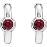 14K White Chatham® Created Ruby J-Hoop Earrings