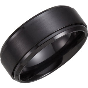 Black Titanium 9mm Ridged Band Size 10