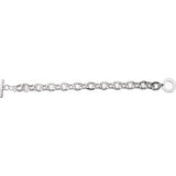 Sterling Silver, 10.5mm Hammered Finished Link Bracelet with Toggle Clasp