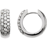 14K White 7/8 CTW Diamond Hoop Earrings