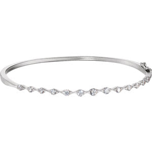 14K White 1 CTW Diamond Bangle Bracelet