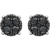 14K White 3/8 CTW Black Diamond Cluster Earrings