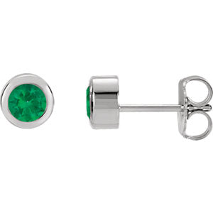 14K White Chatham® Created Emerald Earrings
