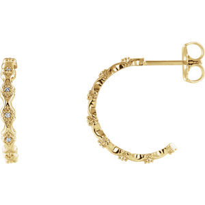 14K Yellow .05 CTW Diamond Hoop Earrings