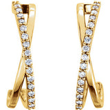 14K Yellow 1/6 CTW Diamond Criss Cross Earrings