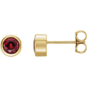 14K Yellow Chatham® Created Ruby Earrings