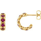 14K Ruby Hoop Earrings