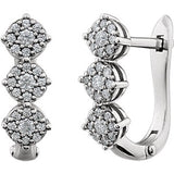 14K White 1/2 CTW Diamond 3-Stone Earrings