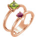 Genuine Peridot & Pink Tourmaline Two-Stone Ring