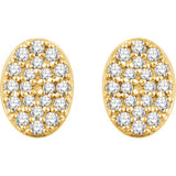 14K 1/6 CTW Diamond Oval Cluster Earrings