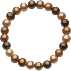 8-9mm Freshwater Cultured Dyed Chocolate Pearl 7" Stretch Bracelet